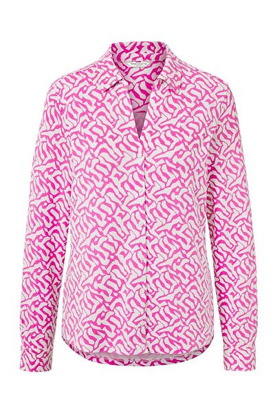 Tchibo Women Spread Collar Long Sleeves Allover Print Top, Pink