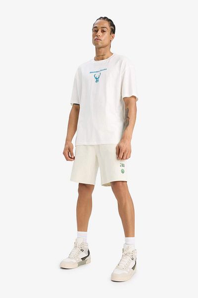 DeFacto DeFactoFit NBA Milwaukee Bucks Oversize Φαρδύ μπλουζάκι με κοντό μανίκι με στάμπα στην πλάτη Z46