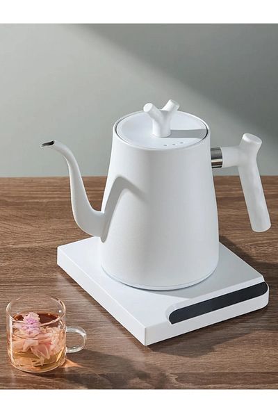 COOYA 1000w Smart Electric Gooseneck Kettle With Fast Heating, 1L,Stainless Steel, Pot for Coffee,Tea