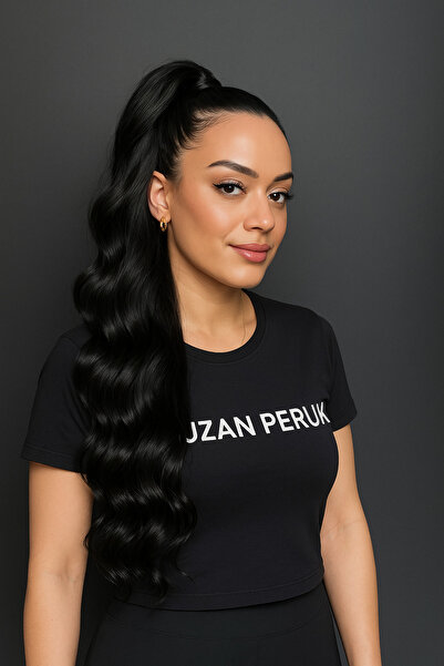 Suzan Peruk Siyah At kuyruğu Postiş Bağcıklı En kullanışlı model.AT KUYRUĞU S...