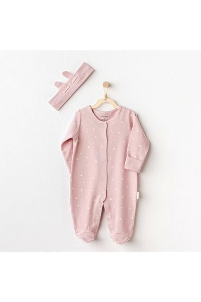 ALFA AKSESUAR 03 Puppy Gazelle Baby Jumpsuit Set Ecru Pink