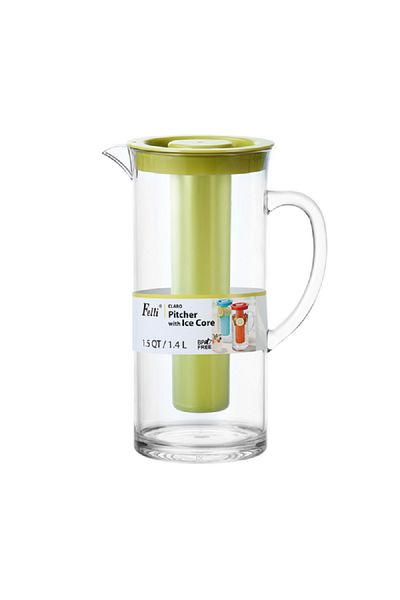 Felli Claro Elegant Design BPA-Free Pitcher with Ice Core Clear and Green