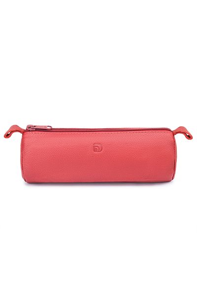 delis Unisex pencil case, Zarek PT1360, genuine leather, Red