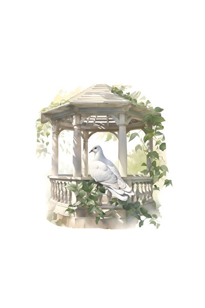 INOVATIX Set de 8 piese, autocolant Porumbel alb în foișor, INOVATIX®. 6 cm