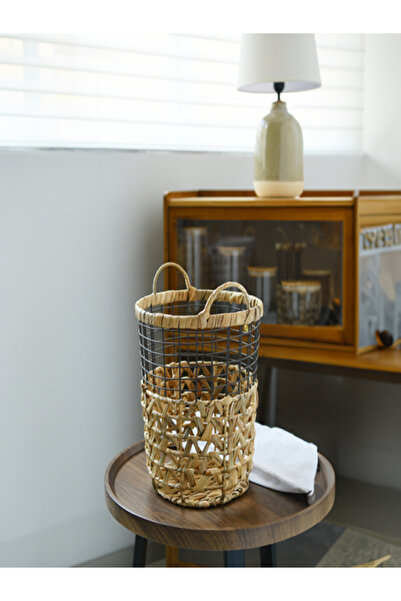 HONEYBEE سلة غسيل محمولة على شكل أسطواني مزودة بتهوية من زهرة الياسنت المائية