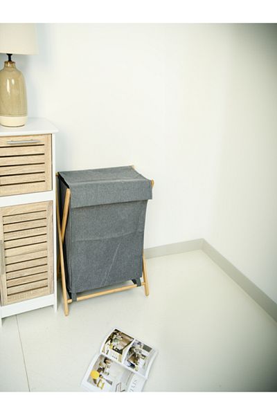 HONEYBEE Compact Folding Bamboo Laundry Hamper