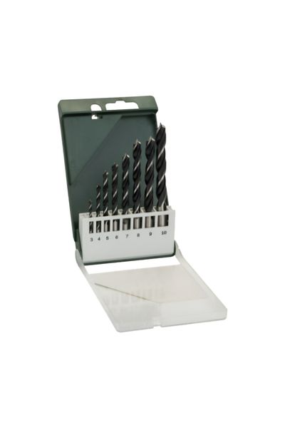 Bosch 8-Piece Brad Point Drill Bit Set for Wood Drilling Black and Silver