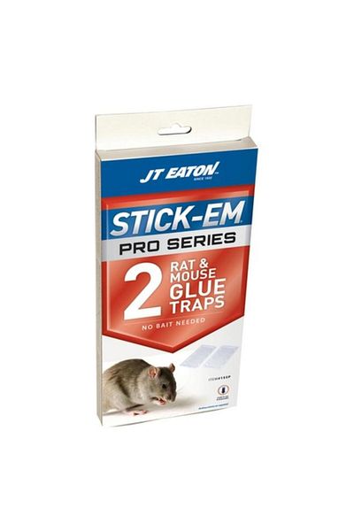Generic مصيدة غراء للفئران والجرذان من سلسلة Stick-Em Pro من JT Eaton، قطعتان، لون أبيض