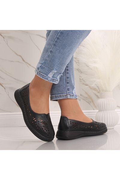 MODA STİL Pantofi dama casual Negri din Piele Naturala Rozlin, 39