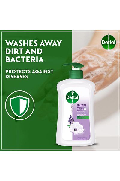 Dettol Handwash Liquid Soap Sensitive Pump Lavender & White Musk Fragrance 400 ml