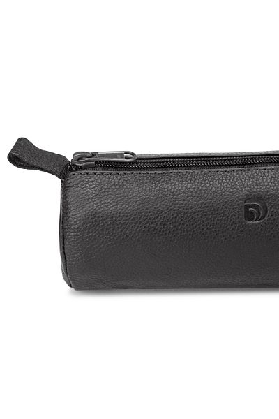 delis Unisex pencil case, Zarek PT1359, genuine leather, Black
