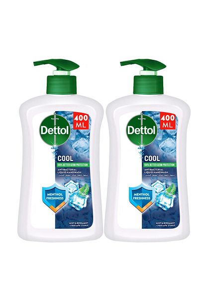 Dettol Cool Anti-bacterial Hand Wash Value Pack 2 X 400 ml Kills 99.9% Germs, Gentle On Skin & Refreshing
