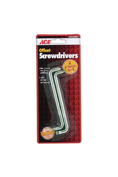 ACE 2-Piece Rust Resistant Chrome Plated Offset Screwdriver Set Silver