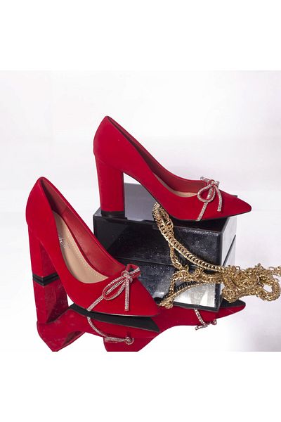 MODA STİL Johsy high-heeled shoes, red suede leather, 36