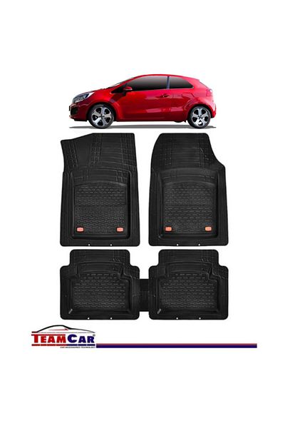 TEAMCAR ® Car Mats Kia Rio UB (2011-2017) - Black - Durable Rubber Tray Type
