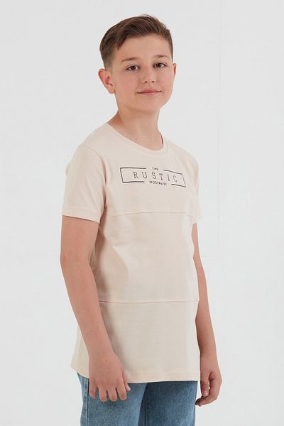 Fulla Moda Μπλουζάκι για αγόρι με ρουστίκ κείμενο από 100% βαμβάκι
