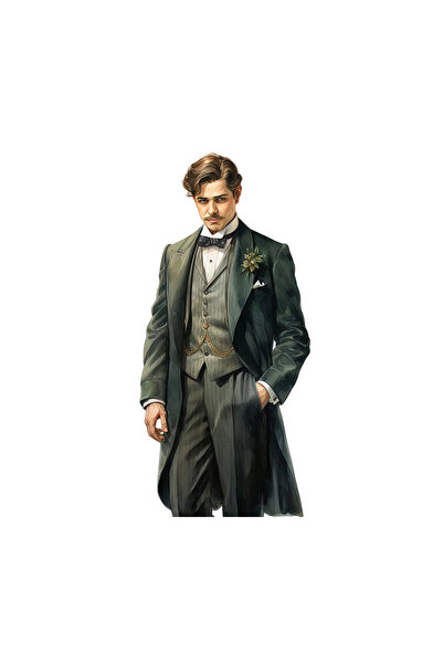 INOVATIX Set de 8 piese, autocolant bărbat la modă victoriană în costum verde...