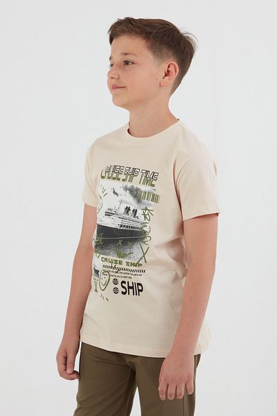 Fulla Moda Μπλουζάκι για αγόρι 100% Cruise Ship Time Printed