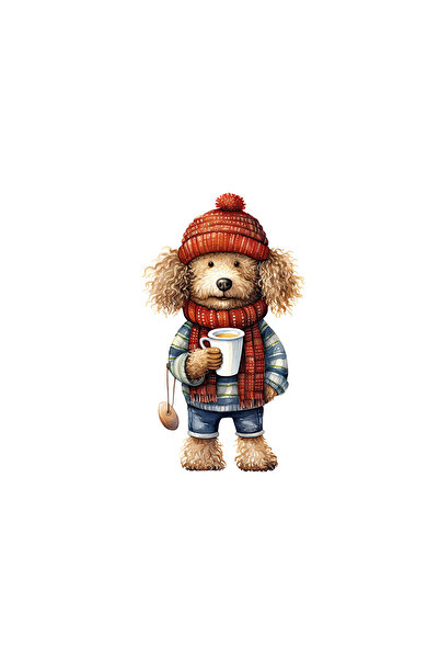 INOVATIX Set de 8 piese, autocolant Pudel bând cafea, INOVATIX®. 6 cm