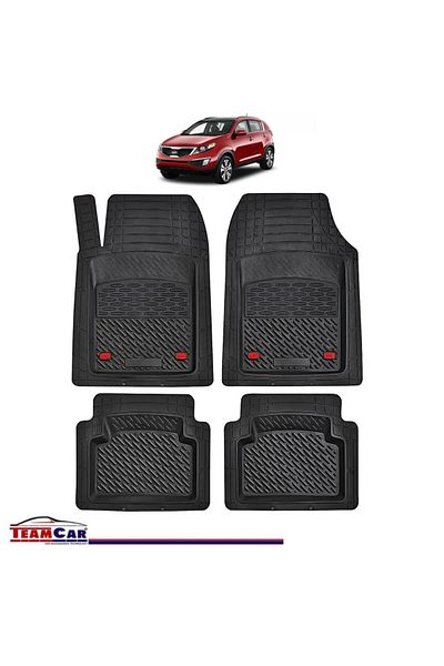 TEAMCAR ® Car Mats Kia Sportage Sl (2010-2015) - Black - Durable Rubber Tray Type