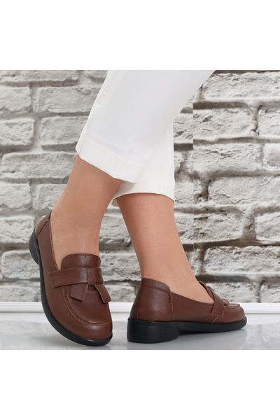 MODA STİL Women's casual shoes, brown, made of ecological leather, Basuna, 36