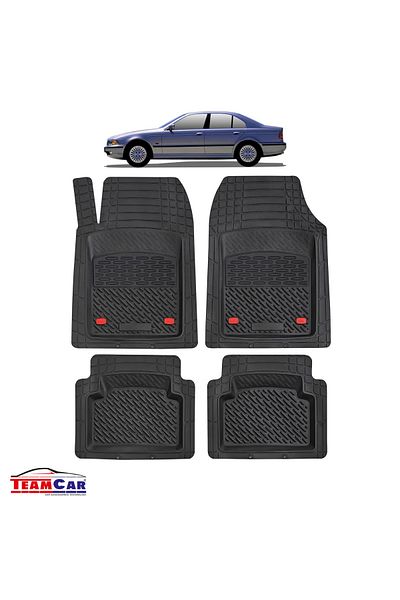 TEAMCAR Covorașe auto tip tavă compatibile cu BMW Seria 5 E39 (1995–2003), negre, material durabil