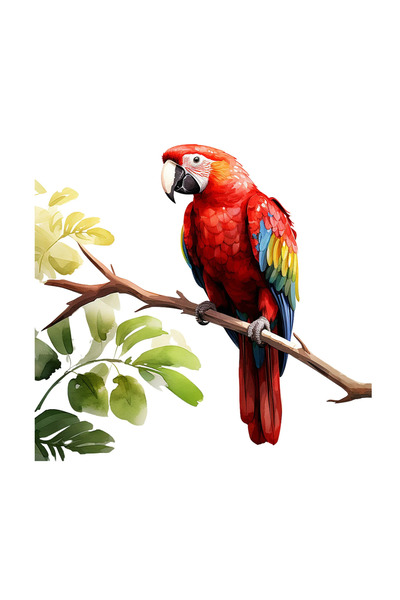 INOVATIX Set de 8 piese, autocolant Papagal roșu în copac, INOVATIX®. 6 cm