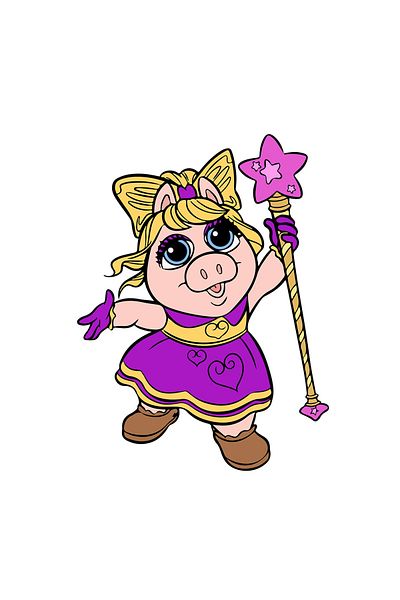 INOVATIX Set de 8 piese, autocolant Muppet Miss Piggy cu baghetă magică, INOVATIX®. 6 cm
