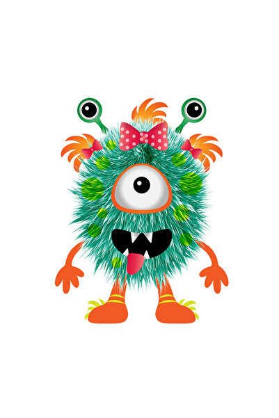 INOVATIX Set de 8 piese, Sticker Monster, monstrul verde cu fundă în păr, INO...