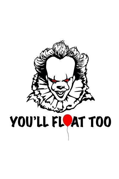 INOVATIX Set de 8 piese, autocolant Pennywise Evil You'll Float Too, INOVATIX®. 6 cm