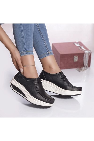 MODA STİL Oscar casual shoes, black genuine leather, 39
