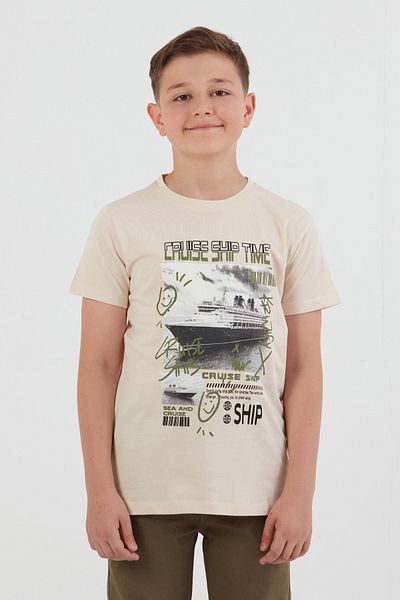 Fulla Moda Μπλουζάκι για αγόρι 100% Cruise Ship Time Printed