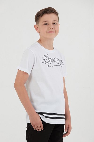 Fulla Moda Αγόρι μπλουζάκι με στάμπα Brooklyn από 100% βαμβάκι