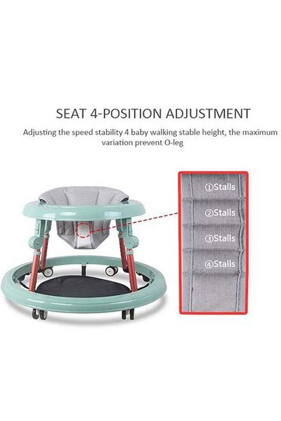 Yelajoy Anti-Rollover Baby Walker with Wheels and Foot Pads,Foldable Adjustable Height,for Toddle 6+