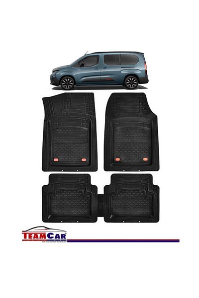TEAMCAR ® Car Mats Tray Type Compatible Citroen Berlingo III (2018-2024) Black Durable Material