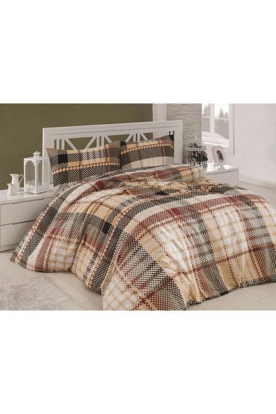 DemoHome Double bed linen set made of satin cotton with pattern - fitted sheet, flat sheet, 2 pillowcases