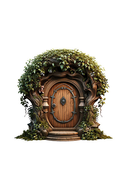 INOVATIX Set de 8 piese, Autocolant Poartă din lemn realizată din copac, INOVATIX®. 6 cm