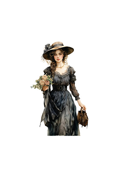 INOVATIX Set de 8 piese, autocolant femeie la modă victoriană cu rochie Moika, INOVATIX®. 6 cm