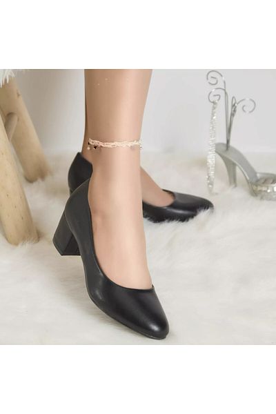 MODA STİL Gabrielle black leather high heel shoes, 38