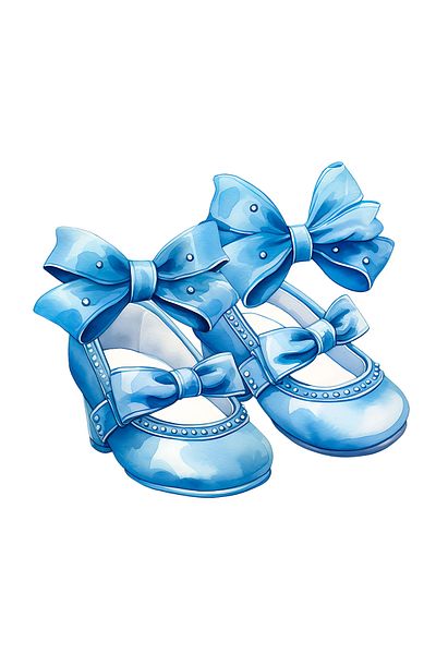 INOVATIX Set de 8, autocolant pantofi albaștri cu funde pentru fete, INOVATIX®. 6 cm