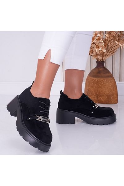 MODA STİL Women's Casual Shoes Black Suede Loris, 37