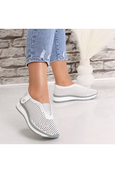 MODA STİL Women's Casual White Shoes Made of Genuine Leather Watifa, 36