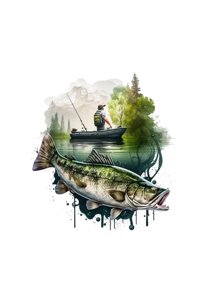 INOVATIX Set de 8 piese, autocolant Pescar pe un lac la munte, INOVATIX®. 6 cm