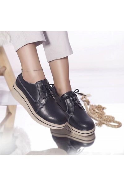 MODA STİL Dalila platform shoes, black genuine leather, 38