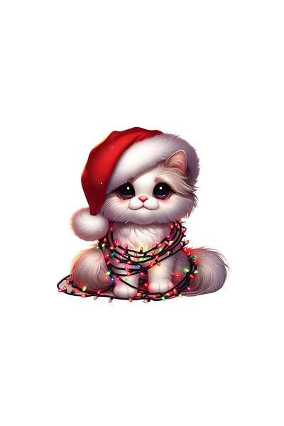 INOVATIX Set of 8, Sticker Christmas Ragdoll Cat, INOVATIX®. 6 cm