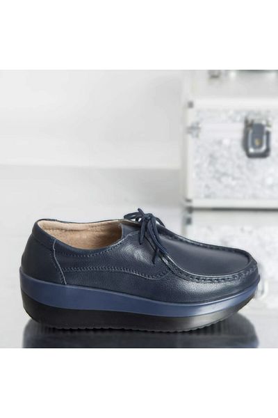 MODA STİL Lyllay navy platform shoes, natural leather, 40