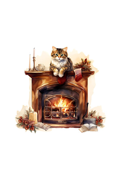 INOVATIX Set de 8 piese, autocolant Pisică pe șemineu, INOVATIX®. 6 cm