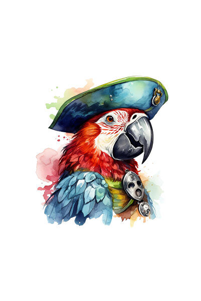 INOVATIX Set de 8 piese, autocolant papagal pirat, INOVATIX®. 6 cm