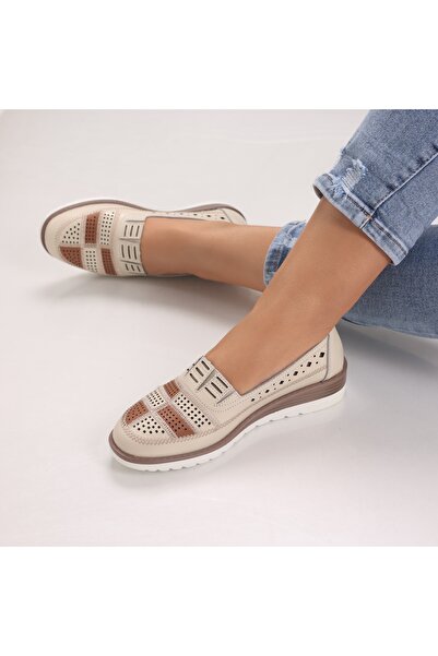 Botinelli Pantofi casual damă bej din piele Saina, 36