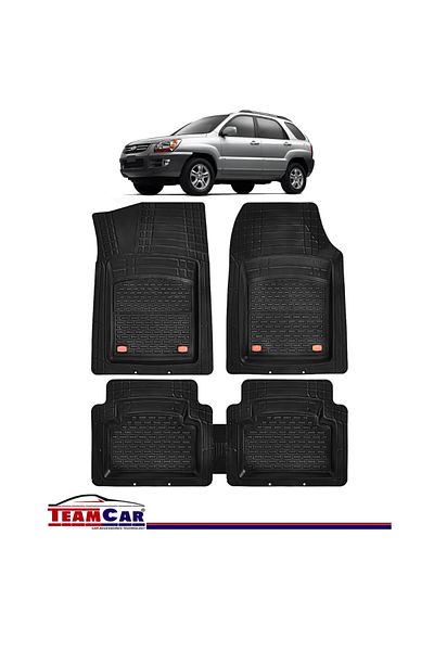 TEAMCAR ® Car Mats Kia Sportage JE (2004-2010) - Black - Durable Rubber Tray Type